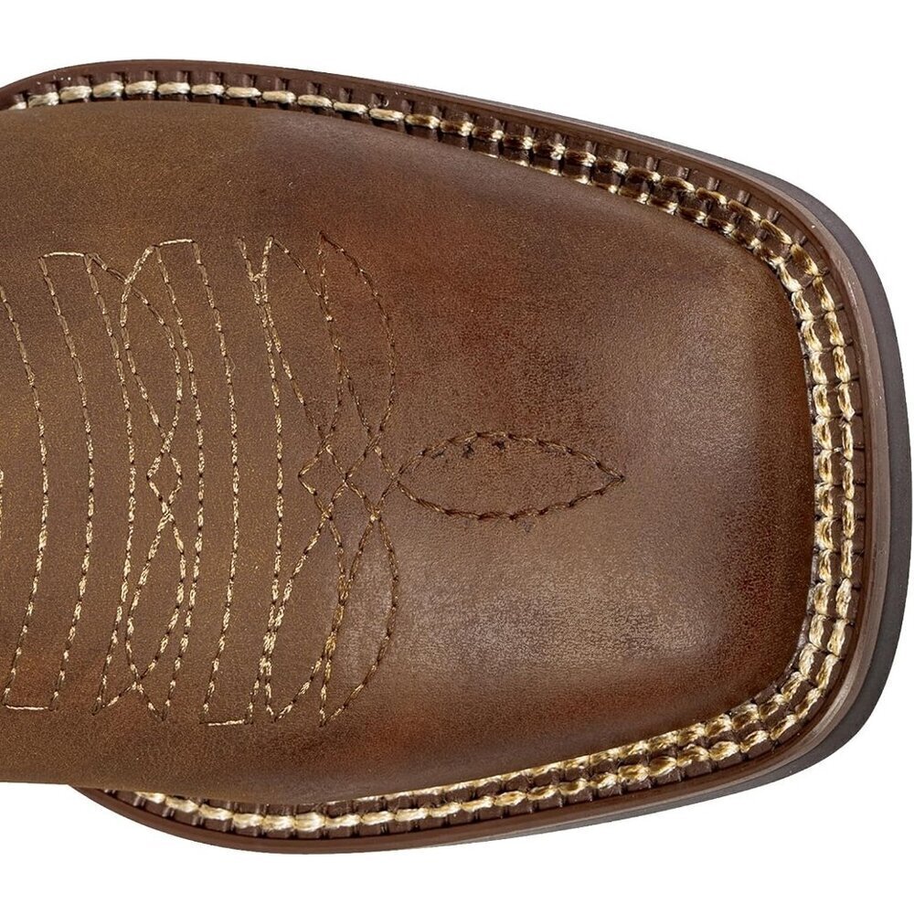 SheSole Western Boots Women Dark Brown Tan Faux Leather Square Toe Wide Mid Calf - Picture 3 of 9